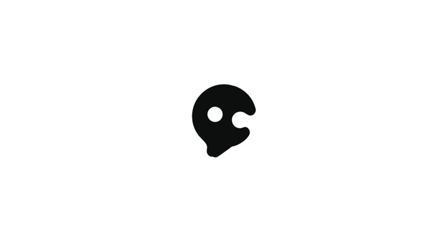 Minimalist abstract black face silhouette. Modern graphic design element, simple icon or symbol on a clean white background.