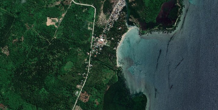 Satellite View Palawan Fishing Village Coastline