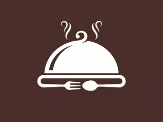 Fototapeta premium Gourmet Restaurant Food Cloche Icon with Cutlery.