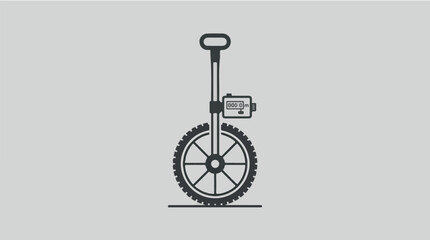 Minimalist illustration of a modern electric unicycle with handle and motor on light grey background © urdaillygraphix