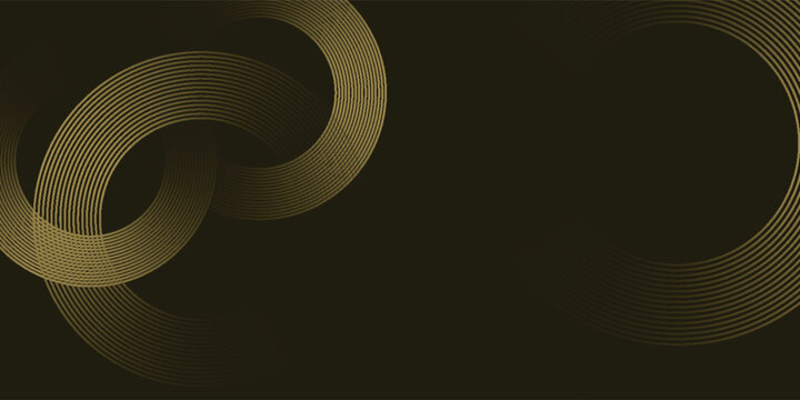 Elegant Golden Circular Line Pattern on Dark Background. A premium abstract vector illustration featuring symmetrical golden concentric arcs and thin parallel lines. vector design.