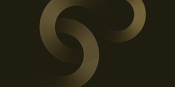 Elegant Golden Circular Line Pattern on Dark Background. A premium abstract vector illustration featuring symmetrical golden concentric arcs and thin parallel lines. vector design.