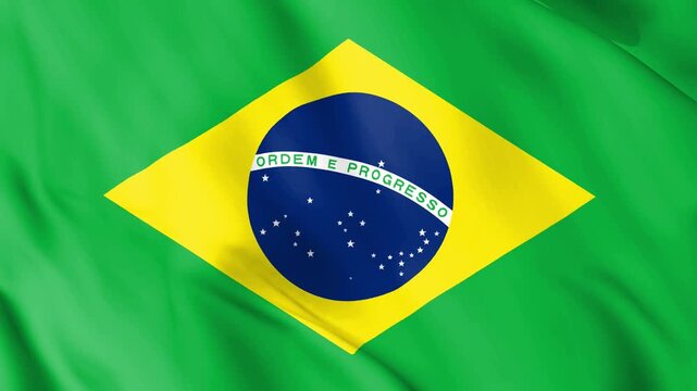 Waving Flag of Brazil Close Up Loop