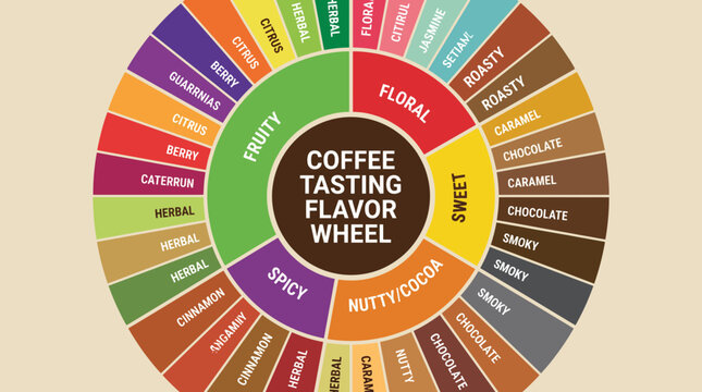 Coffee Tasting Flavor Wheel Colorful Infographic