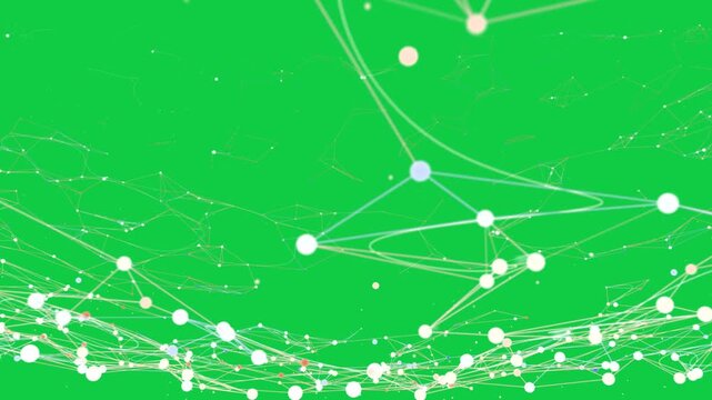 Pale dots sparking glowing ring forming, nodes linking and orbiting on transparent bg showing links