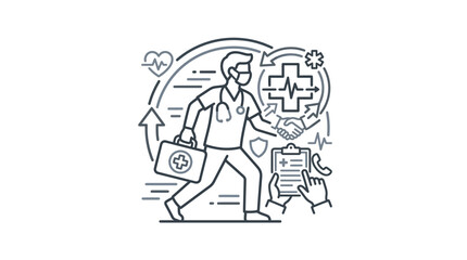 Naklejka premium Healthcare provider and emergency medical assistance icon.