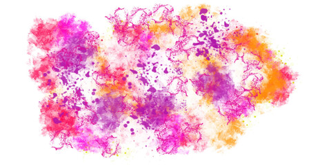 Watercolor artwork of vibrant pink and orange paint splash on white background, visually striking appearance. Vector illustration of bright pink and orange watercolor splash © faika