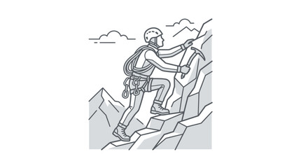 Obraz premium Detailed mountain climber scaling steep rocky cliff face.