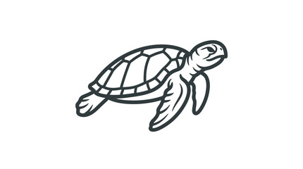 Detailed sea turtle outline swimming in a side profile. © ZAHZI