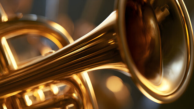 An image of a golden trumpet fragment within the orchestra.