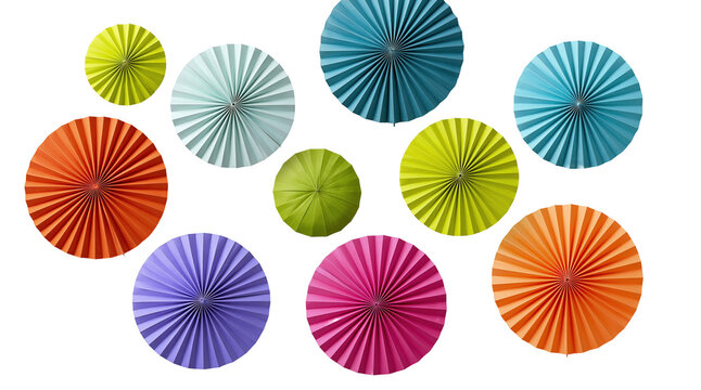 Colorful radial rosette circles pattern on transparent background