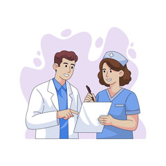 Fototapeta premium doctor and nurse in hospital discussing