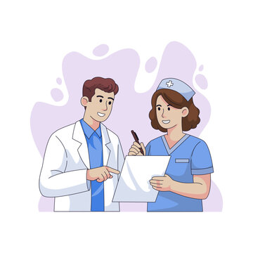 doctor and nurse in hospital  discussing