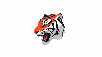 Close up of tiger head roaring. © aice