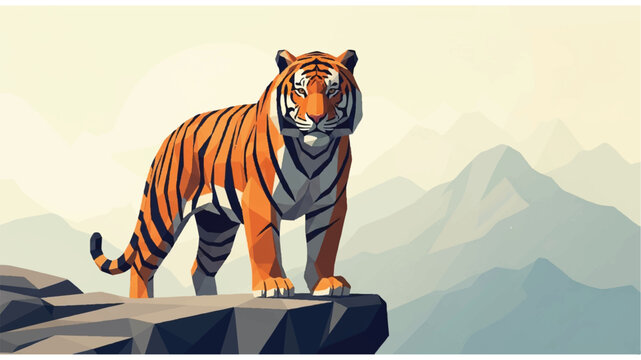 Tiger standing on a rock formation 1.