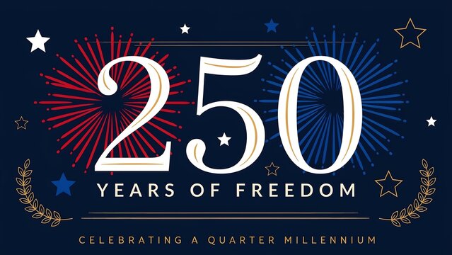 Celebrating 250 years of freedom with fireworks and stars design