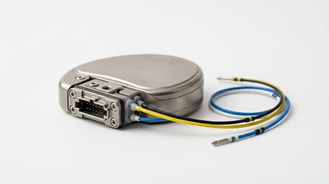 Implantable Cardioverter Defibrillator (ICD) on White Background &ndash; Cardiac Device Technology Concept