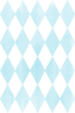 Watercolor Argyle Pattern Light Blue - Transparent PNG 水彩アーガイルパターン ライトブルー 背景透過PNG
