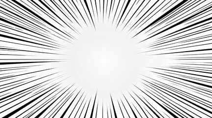 Fototapeta premium Abstract black and white comic book speed lines radial zoom background illustration