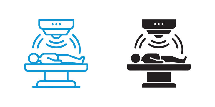 Radiation Therapy Vector Icons with Medical Equipment Dosage Targeting and Oncology Treatment Concept in Various Styles