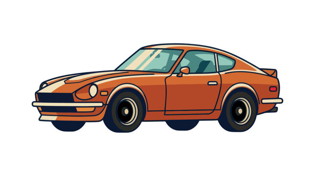 Retro Orange Sports Car Illustration - Classic Automobile