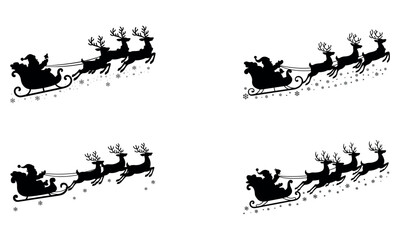 Obraz premium Santa sleigh silhouette with reindeer for christmas holiday decoration design