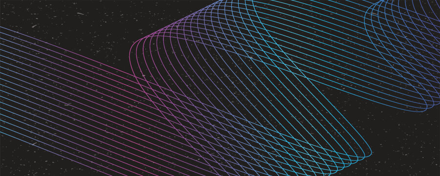 Abstract dark grunge background with blue and purple gradient wave lines. Geometric linear matrix mesh pattern vector illustration template for futuristic technology banner.
