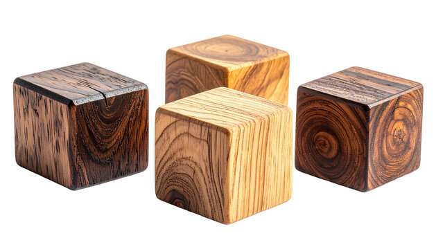 Four wood blocks show unique grain patterns, set against black background