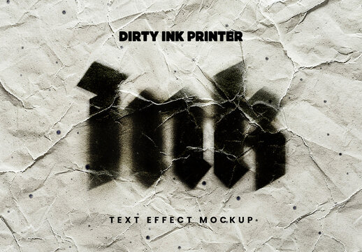 Dirty Ink Printer Text Effect Mockup