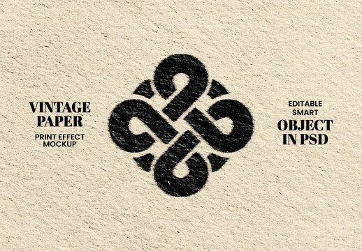Vintage Paper Print Effect Mockup