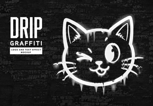 Drip Graffiti Logo And Text Effect Mockup