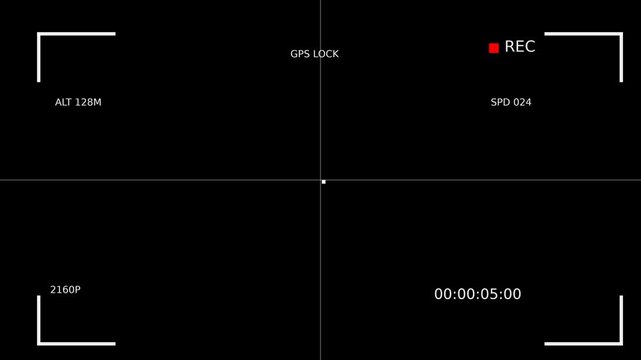 4K Drone Telemetry Recording HUD on Black Background