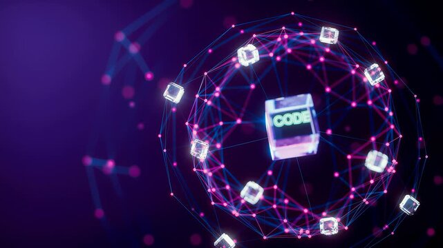 Blockchain Network with Smart Contract Code Cube and Decentralized Digital Data Connections