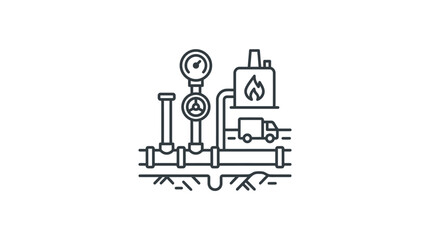 Obraz premium Oil pipeline and fuel storage tank line art icon.