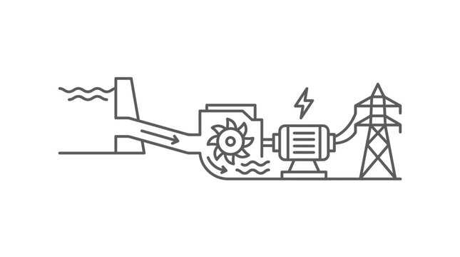 Water turbine and electrical generator with power lines