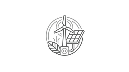 Hand holding wind turbine and solar panel symbols. © rian