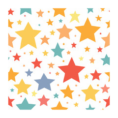 Fototapeta premium Colorful Star and Crown Pattern on White Background