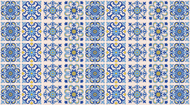 Mediterranean tile Pattern EPS Vector