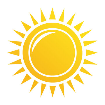 Flat design yellow sun icon with rays