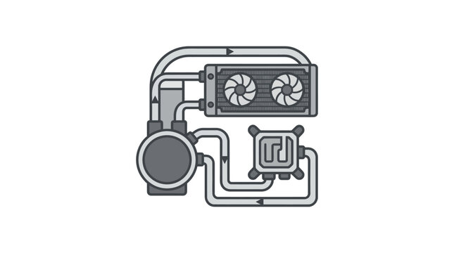 AIO liquid cooling system for computer icon.