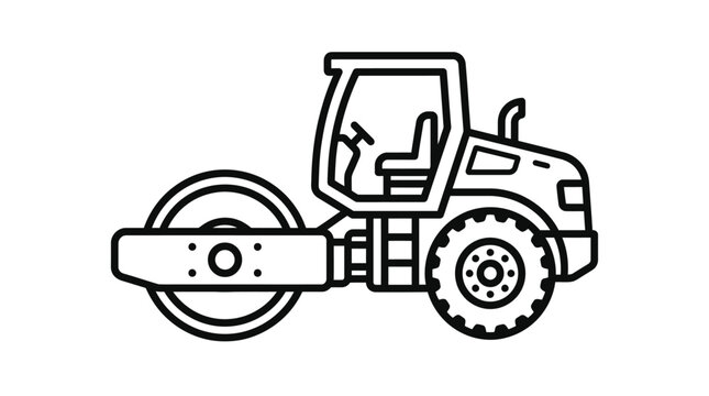 Industrial steam roller compactor construction equipment outline