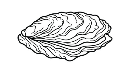Horizontal oyster shell line drawing for seafood branding © nurul mustofa