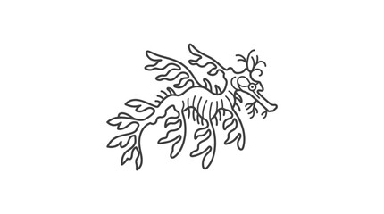 Line art illustration of a leafy sea dragon. © nurul mustofa
