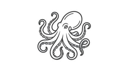 Simple octopus line drawing with curled tentacles. © nurul mustofa