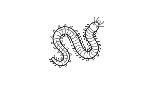 Segmented bristle worm polychaete marine life line art.