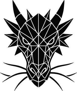 Geometric Abstract Dragon Face Tattoo Silhouette