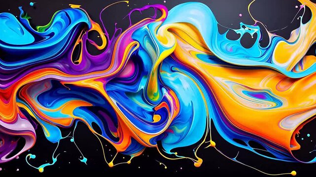 Digital neon graffiti marble swirl curve abstract  background