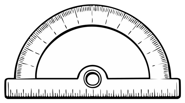 Classic hand drawn protractor with degree markings for geometry and measurement tasks