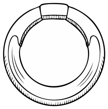 Hand-drawn circle with a textured outline, resembling a ring or a wheel