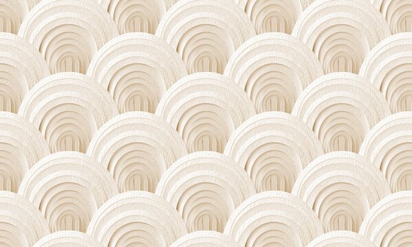 Seamless pattern of cream and white curved arch cutout shapes